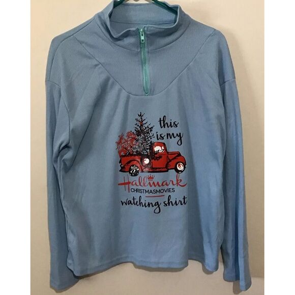 Tops - Womens L This is‎ my Hallmark Christmas Movies Watching Shirt Quarter Zip